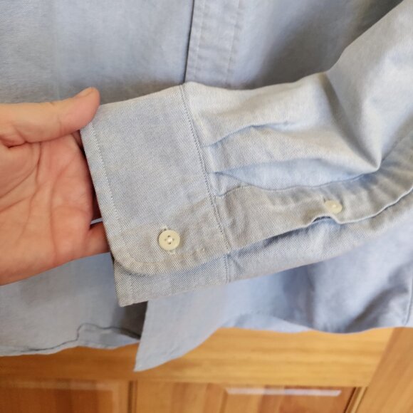 Ralph Lauren Blue Long Sleeve Cotton Custom Fit Button Down Color Pony Cotton XL - Picture 8 of 11